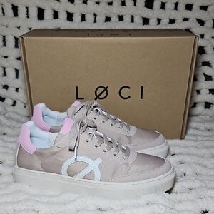 Loci Fashion Sneakers Khaki Pink White New